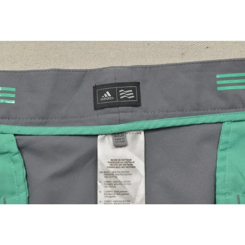 Adidas Golf Pants Men 40x30 Gray Flat Front Polyester Performance Breathable